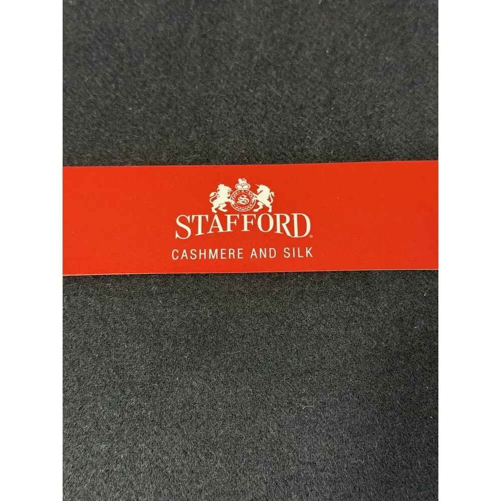 New Stafford Men's Cashmere & Silk Scarf Black/charcoal color in gift‎ box